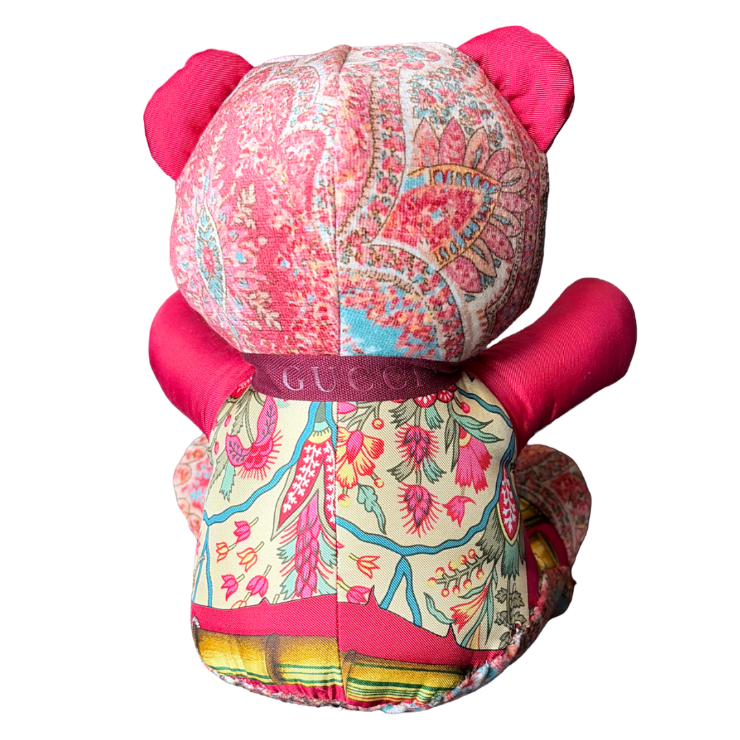 Floral Bamboo Vintage Silk Scarf Tender Teddy Bear