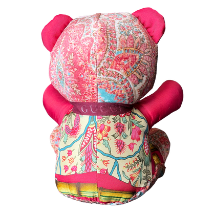 Floral Bamboo Vintage Silk Scarf Tender Teddy Bear