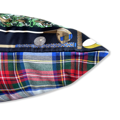 Tee Time Golfer Vintage Silk Scarf Pillows 22"