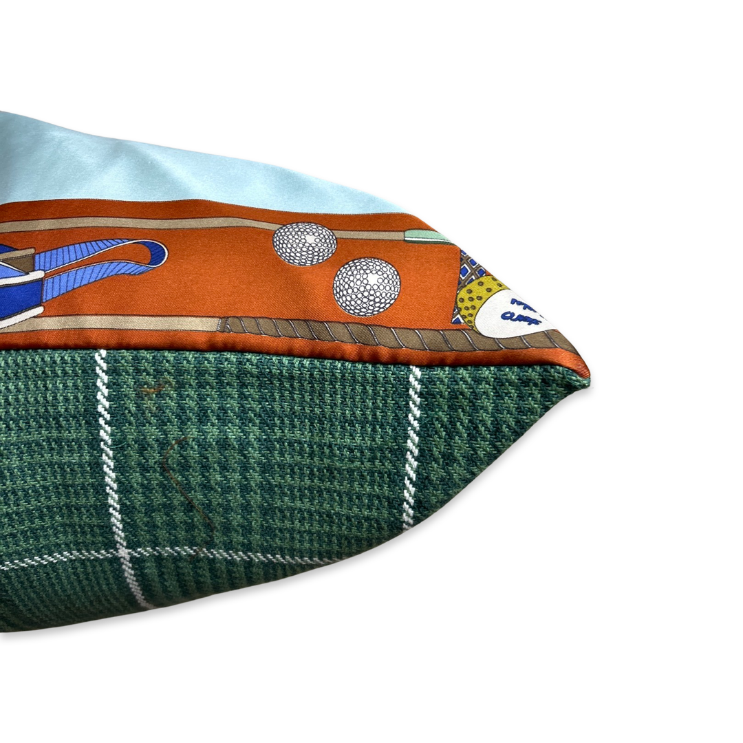 Tee Time II Golfer Vintage Silk Scarf Pillows 22"