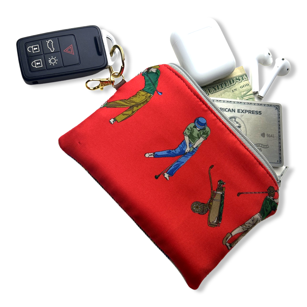 Vintage Gucci keychain bag Tee Time Vintage Silk Scarf Coffee Run Keychain Bag at Vintage Luxe Up