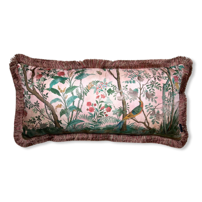 Tian Chinoiserie Pink Vintage Silk Scarf Pillows