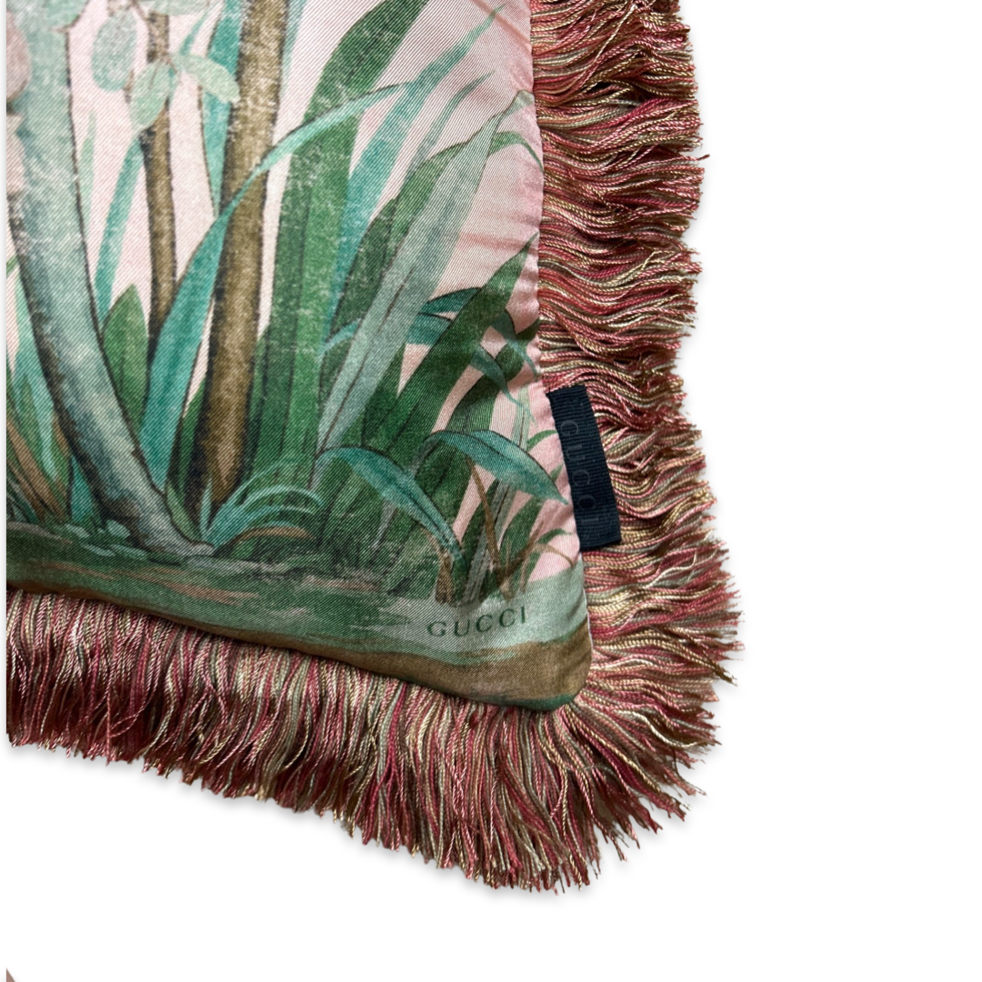 Tian Chinoiserie Pink Vintage Silk Scarf Pillows