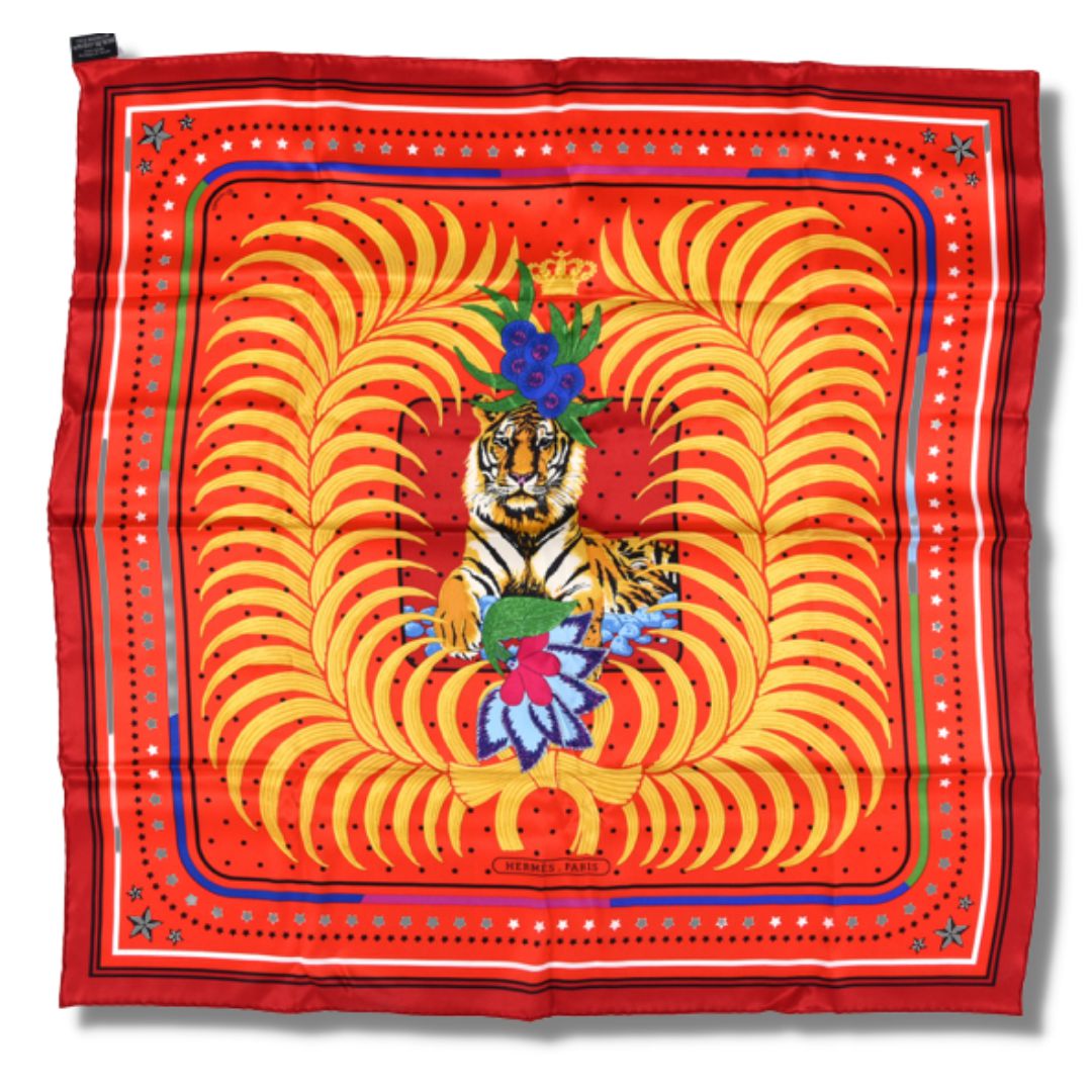 Tigre Royal Fleuri Vintage Silk Scarf Pillow 28"