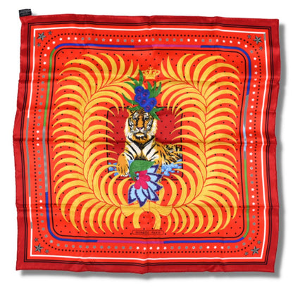 Tigre Royal Fleuri Vintage Silk Scarf Pillow 28"
