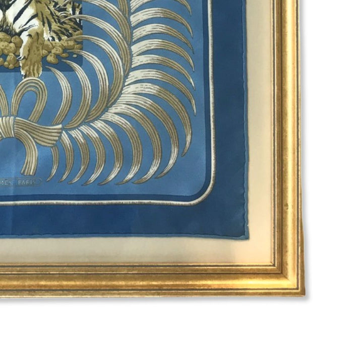 Tigre Royal Framed Vintage Silk Scarf 20"