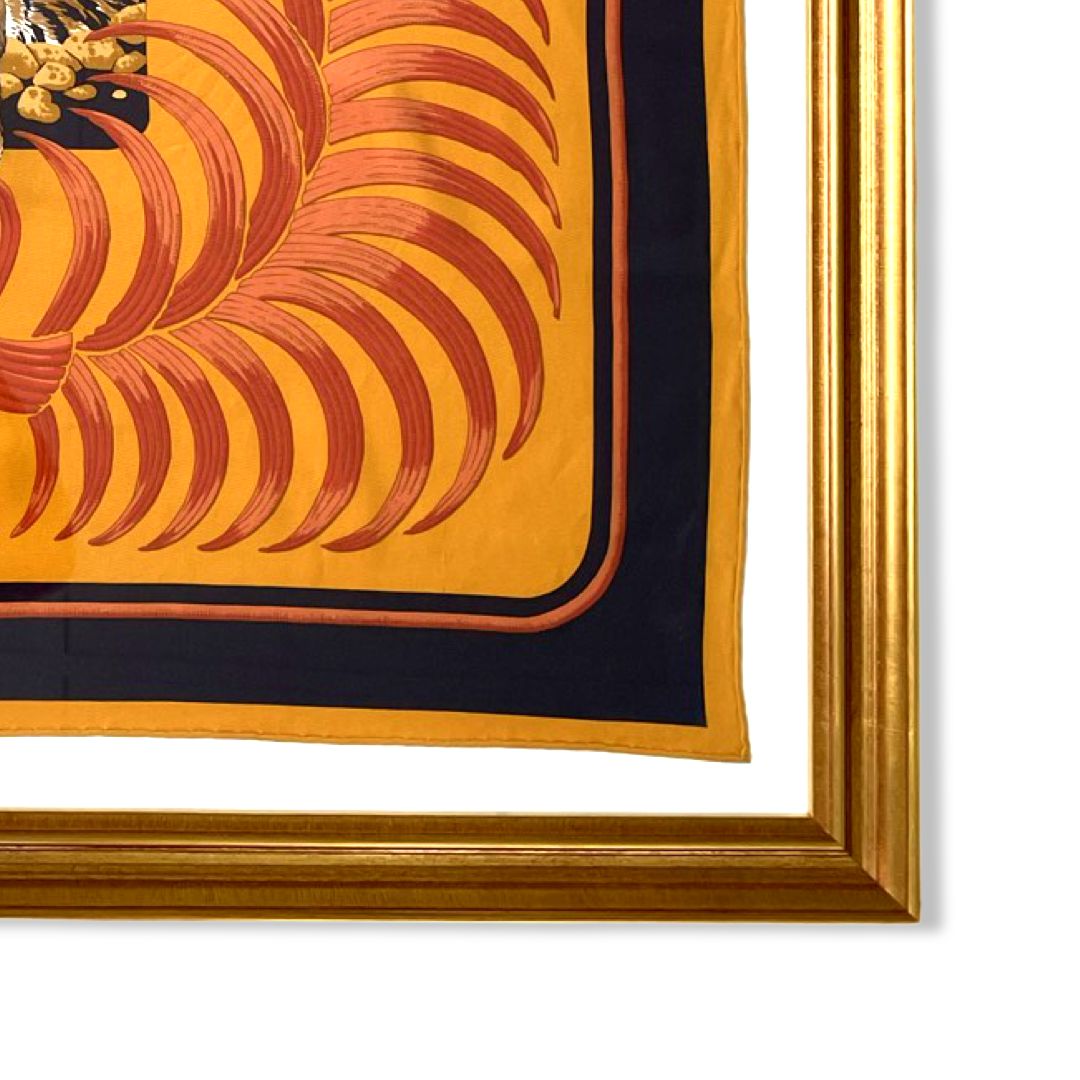 Tigre Royal Framed Vintage Silk Scarf 32"