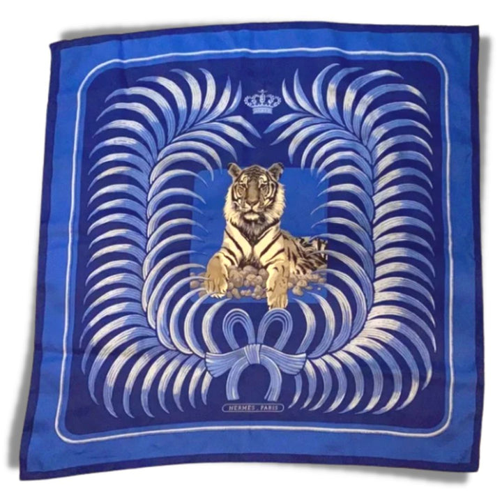 Tigre Royal Framed Vintage Silk Scarf 32"