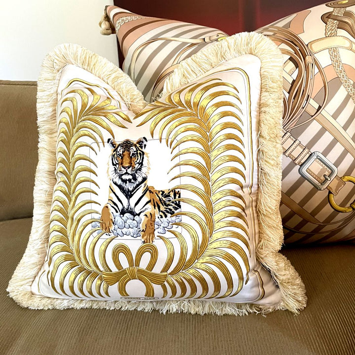 Tigre Royal Vintage Silk Scarf Pillow 19"