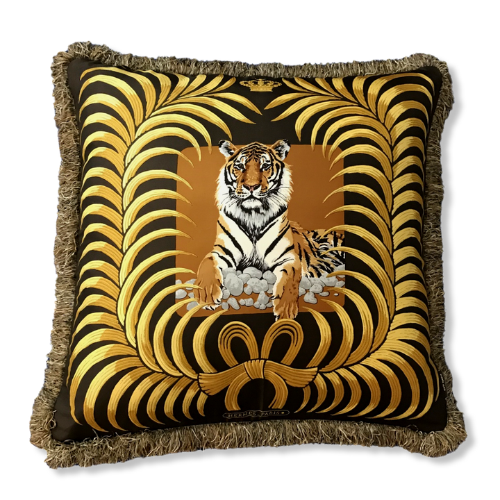 Tigre Royal Vintage Silk Scarf Pillow 28"