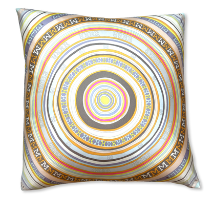 Vintage Hermes Pillow Tohu Bohu Vintage Silk Scarf Pillow 24" at Vintage Luxe Up