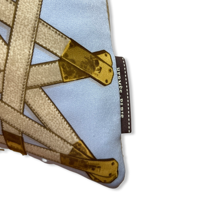 Très Kelly Blue Vintage Silk Scarf Pillow 28"