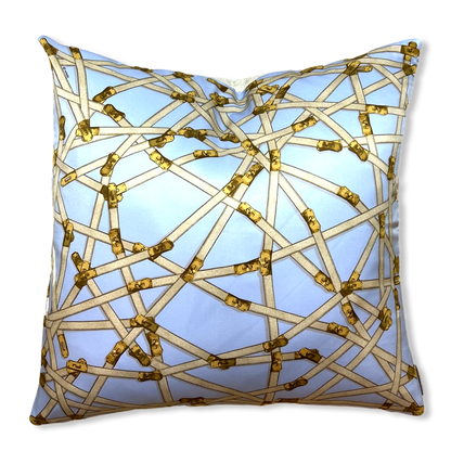 Vintage Hermes Pillow Très Kelly Blue Vintage Silk Scarf Pillow 28" at Vintage Luxe Up