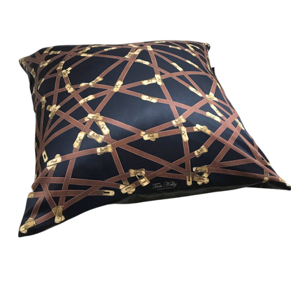 Très Kelly Noir Vintage Silk Scarf Pillows 28"