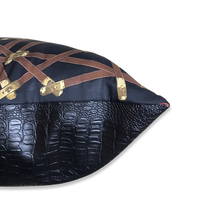 Très Kelly Noir Vintage Silk Scarf Pillows 28"