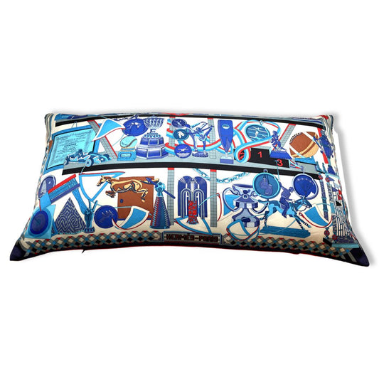 Vintage Hermes Pillow Trophées Vintage Silk Scarf Pillow 36" at Vintage Luxe Up
