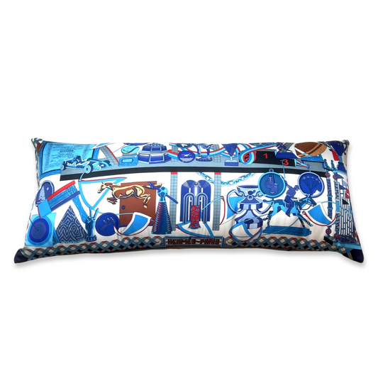 Vintage Hermes Pillow Trophées Vintage Silk Scarf Pillow 36" at Vintage Luxe Up
