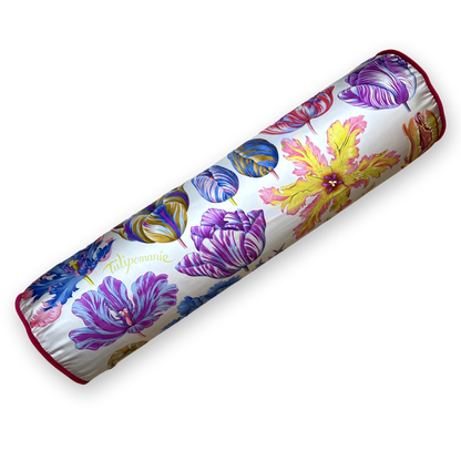 Tulipomanie Vintage Silk Scarf Bolster Pillow 35"