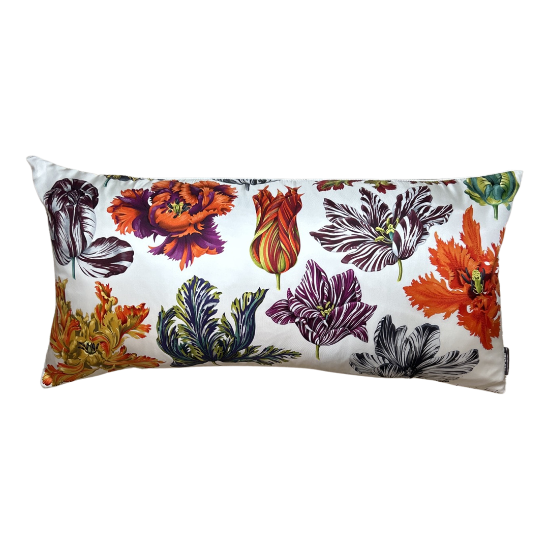Tulipomanie Vintage Silk Scarf Lumbar Pillows 35"