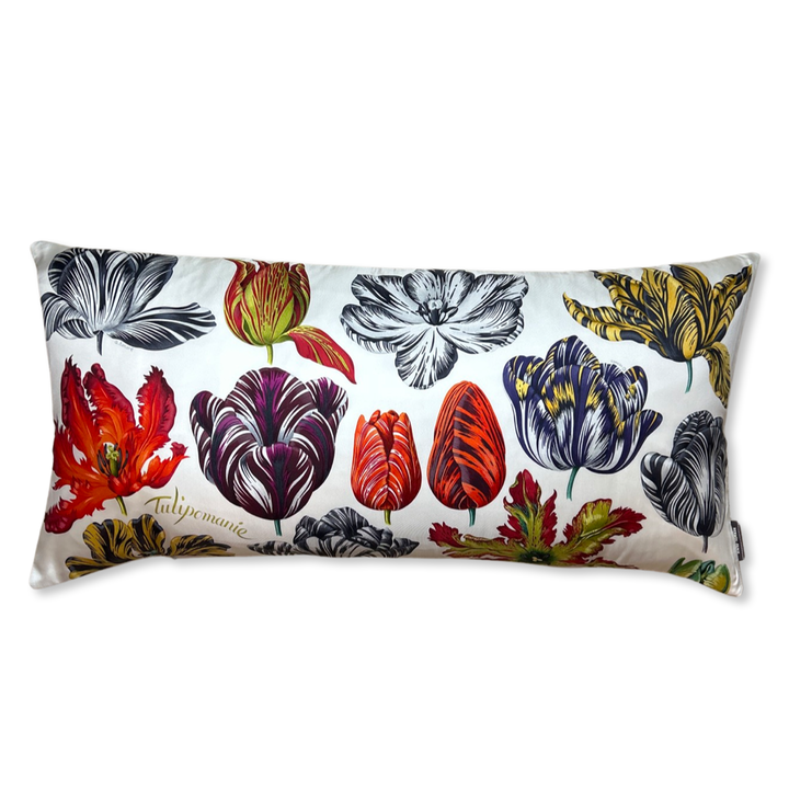 Tulipomanie Vintage Silk Scarf Lumbar Pillows 35"