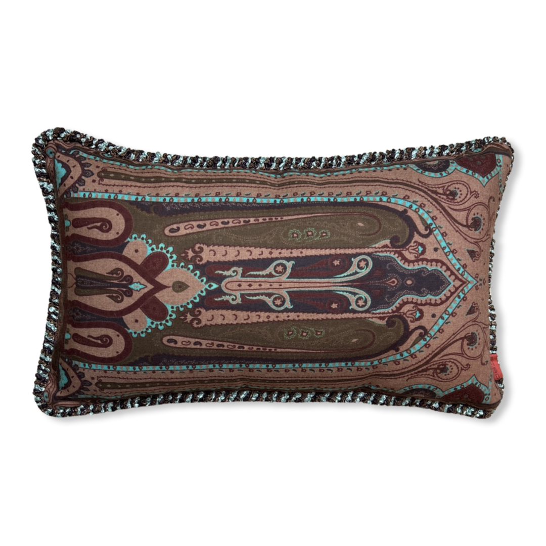 Turquoise Paisley Vintage Wool & Silk Scarf Pillows