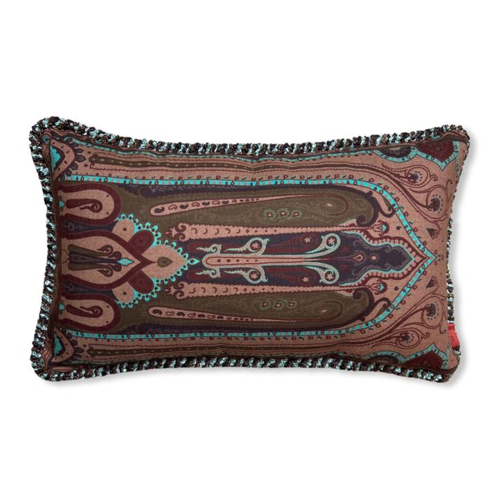 Turquoise Paisley Vintage Wool & Silk Scarf Pillows
