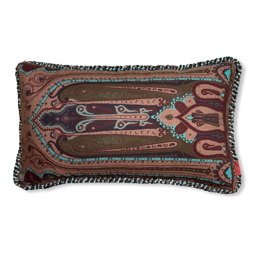 Turquoise Paisley Vintage Wool & Silk Scarf Pillows