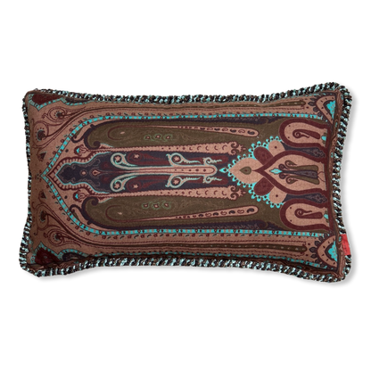 Turquoise Paisley Vintage Wool & Silk Scarf Pillows