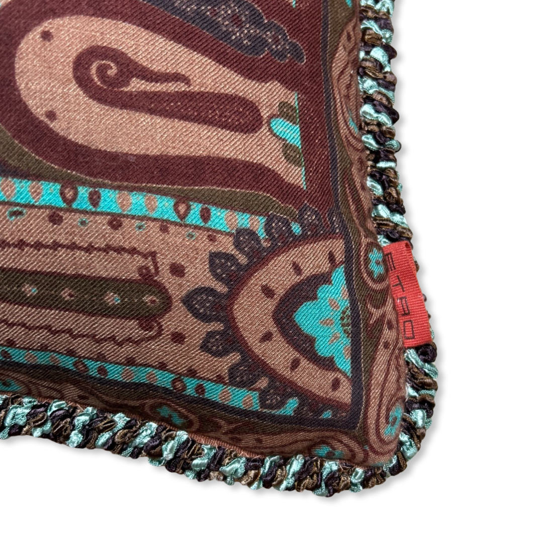 Turquoise Paisley Vintage Wool & Silk Scarf Pillows