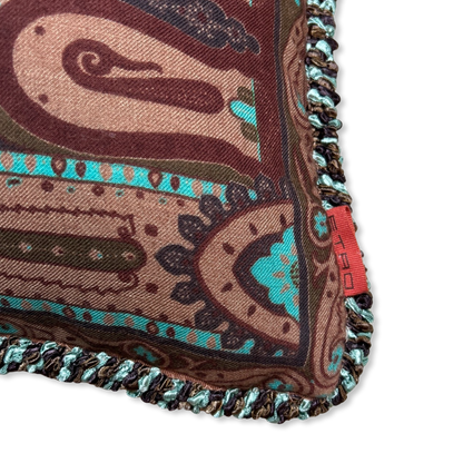 Turquoise Paisley Vintage Wool & Silk Scarf Pillows