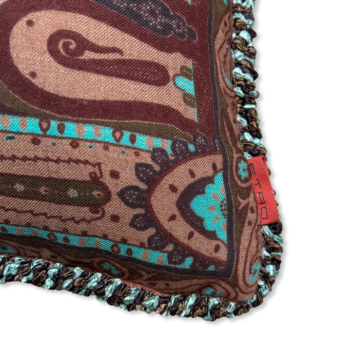 Turquoise Paisley Vintage Wool & Silk Scarf Pillows