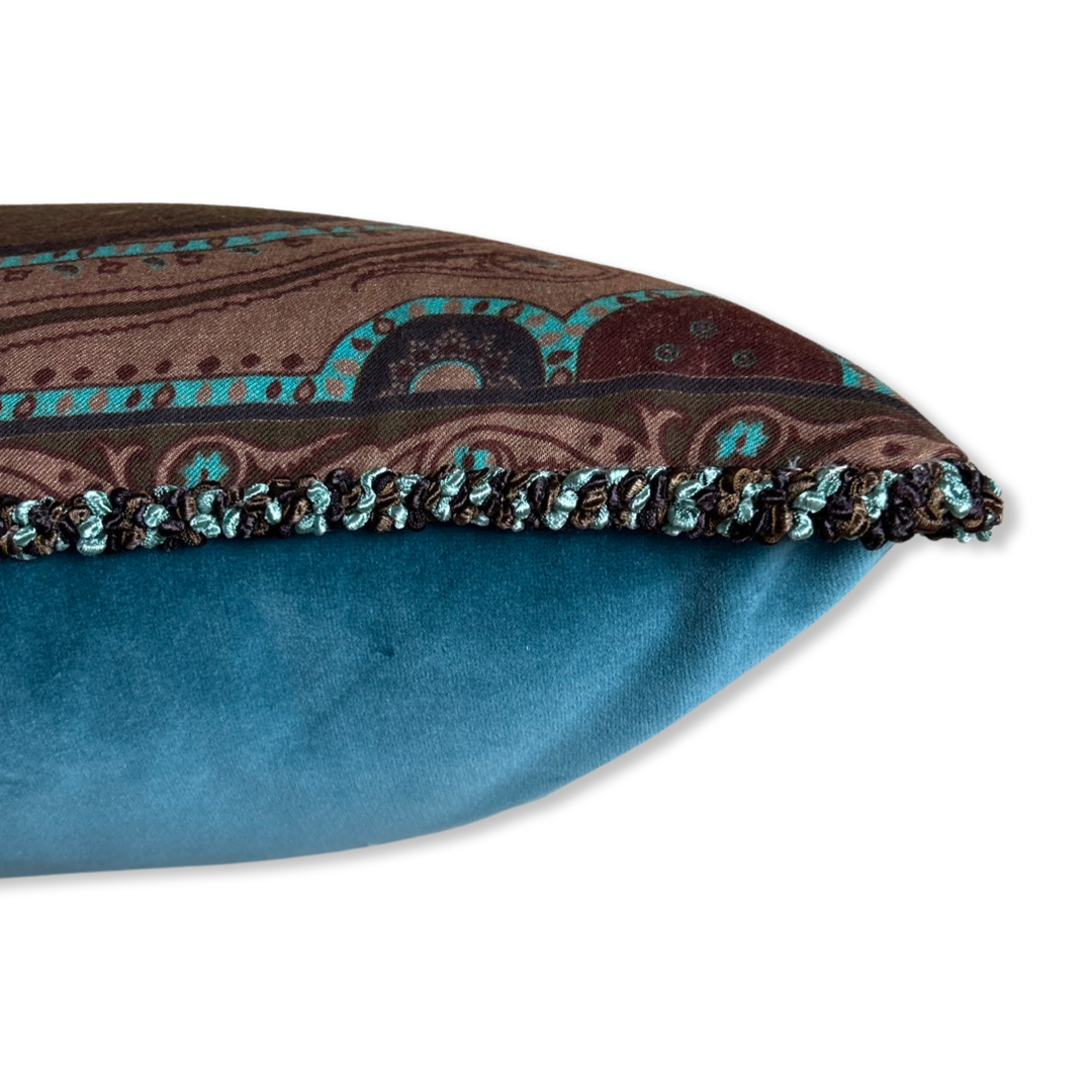 Turquoise Paisley Vintage Wool & Silk Scarf Pillows
