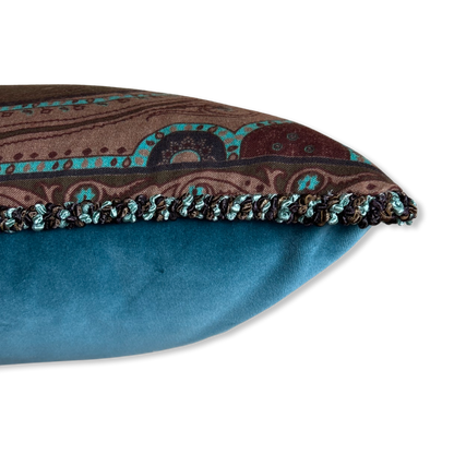 Turquoise Paisley Vintage Wool & Silk Scarf Pillows