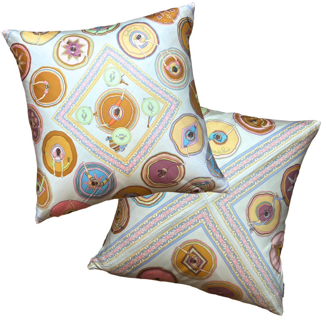 Hermes Belles du Mexique Scarf Pillows 24' at Vintage Luxe Up
