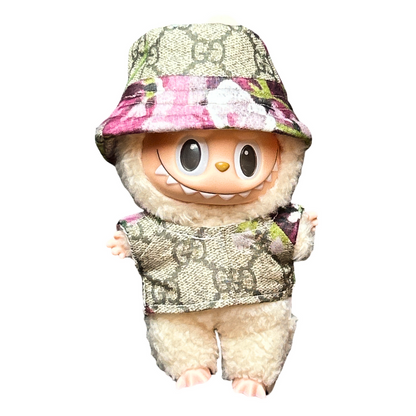 GG Blooms Pink Vintage Scarf Labubu™️ Hat & Shirt