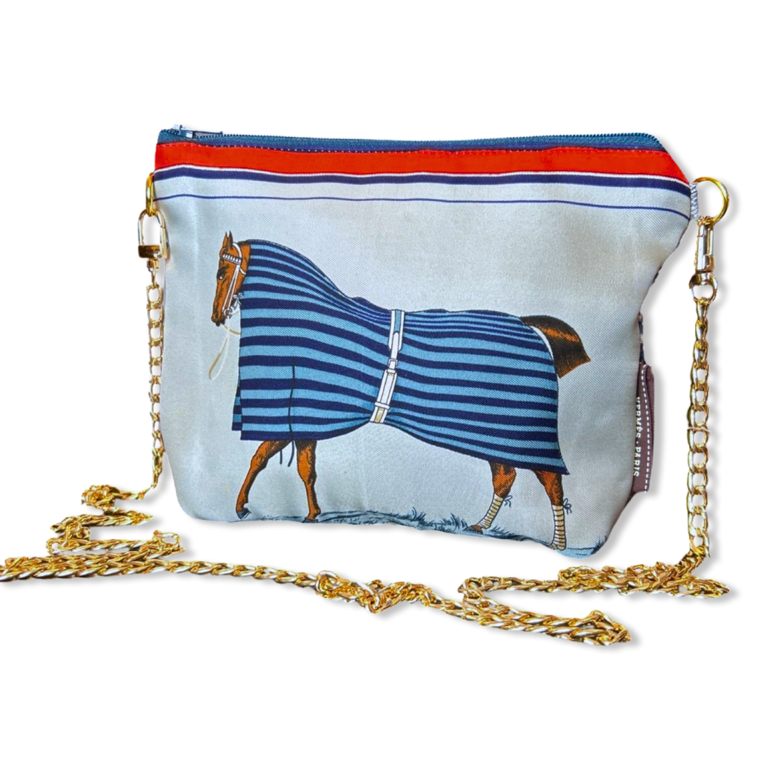 Vintage Hermes Crossbody Bag Couvertures et Tenues du Jour Light Blue Vintage Scarf Crossbody Bag at Vintage Luxe Up