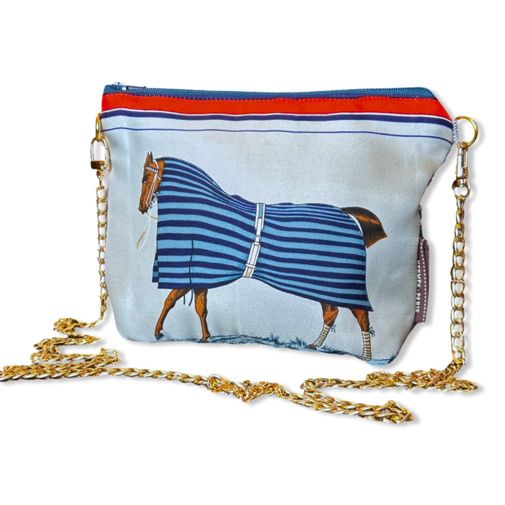 Vintage Hermes Crossbody Bag Couvertures et Tenues du Jour Light Blue Vintage Scarf Crossbody Bag at Vintage Luxe Up
