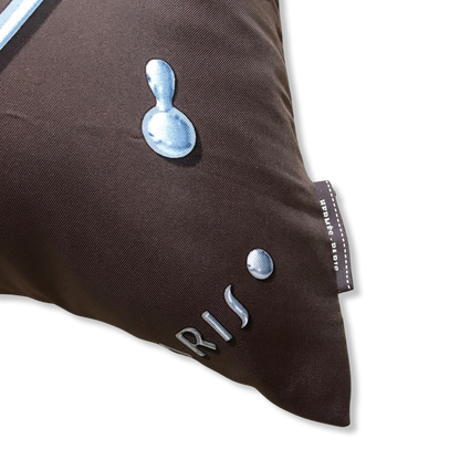 Vif Argent Brown & Silver Vintage Silk Scarf Lumbar Pillows 35"