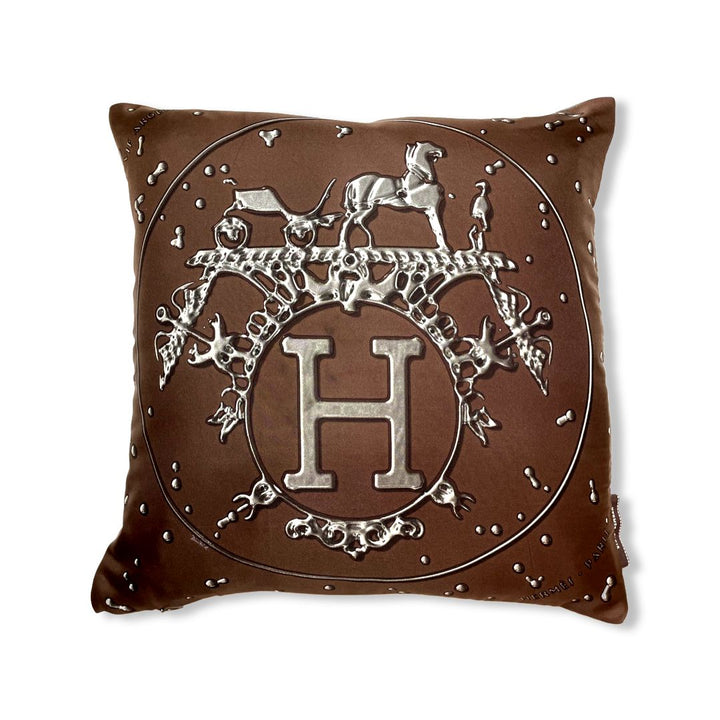Vif Argent Chocolat Vintage Silk Scarf Pillow 17"