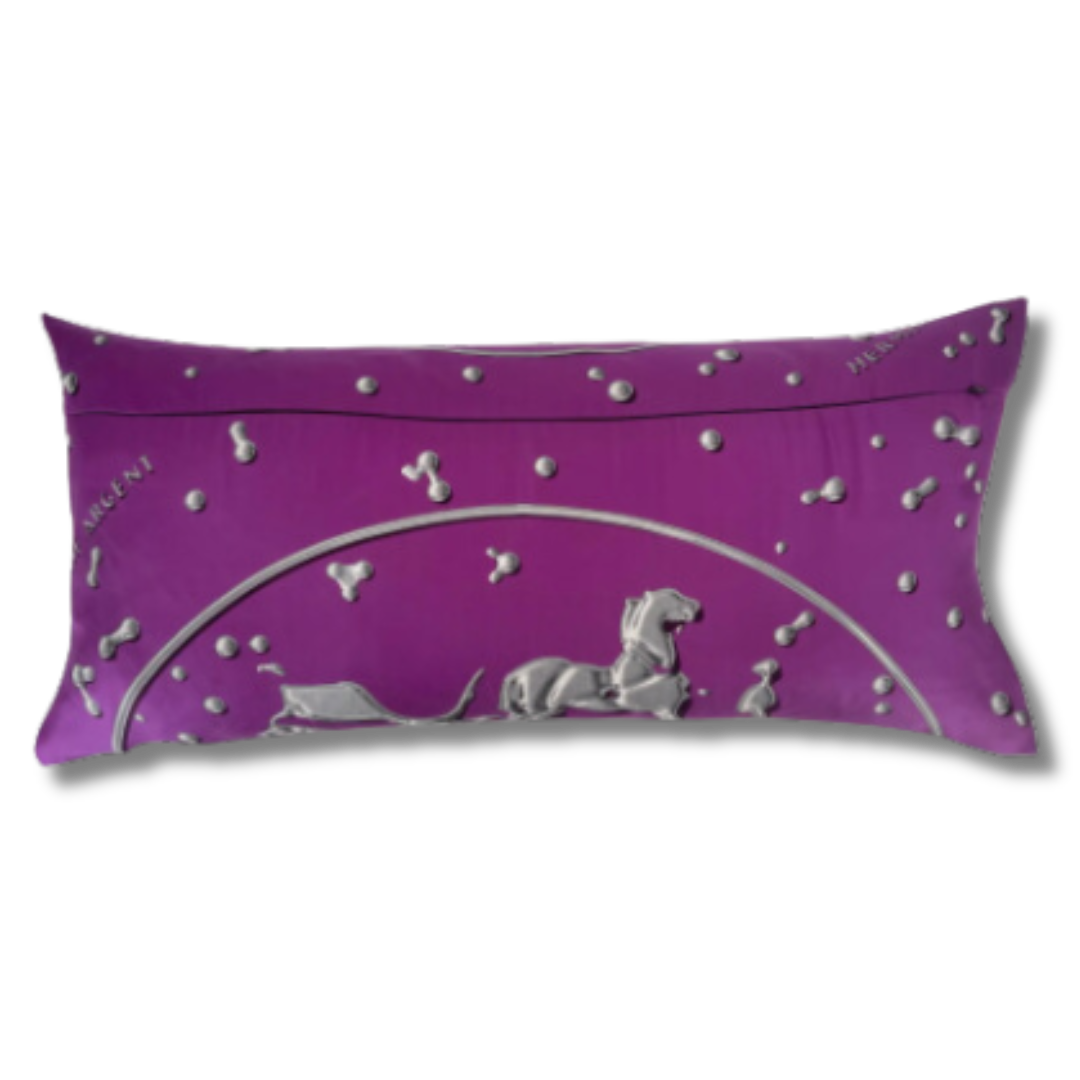 Vif Argent Purple Vintage Silk Scarf Lumbar Pillows 35"