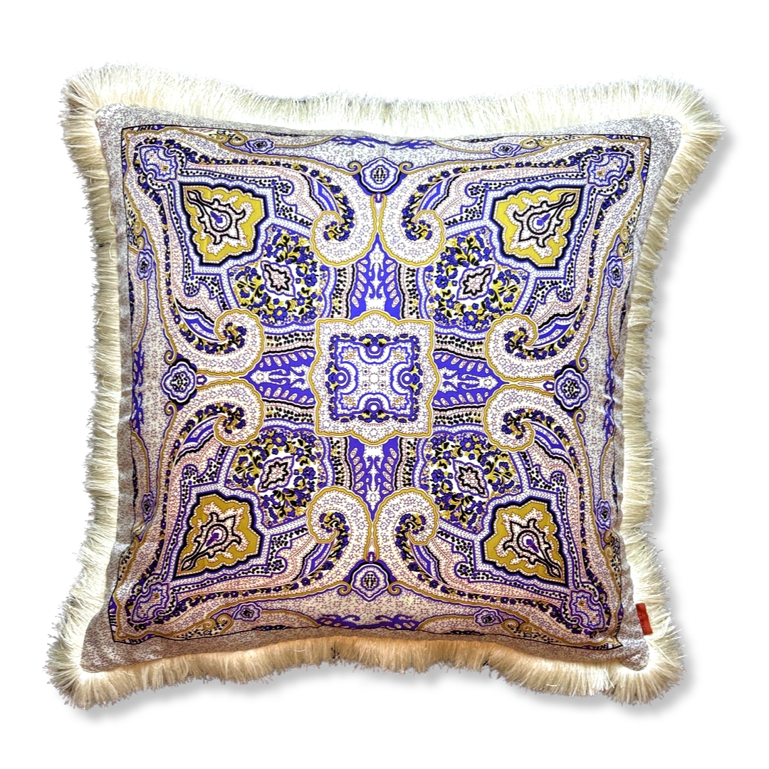 Violet Paisley Vintage Silk Scarf Pillow 28"