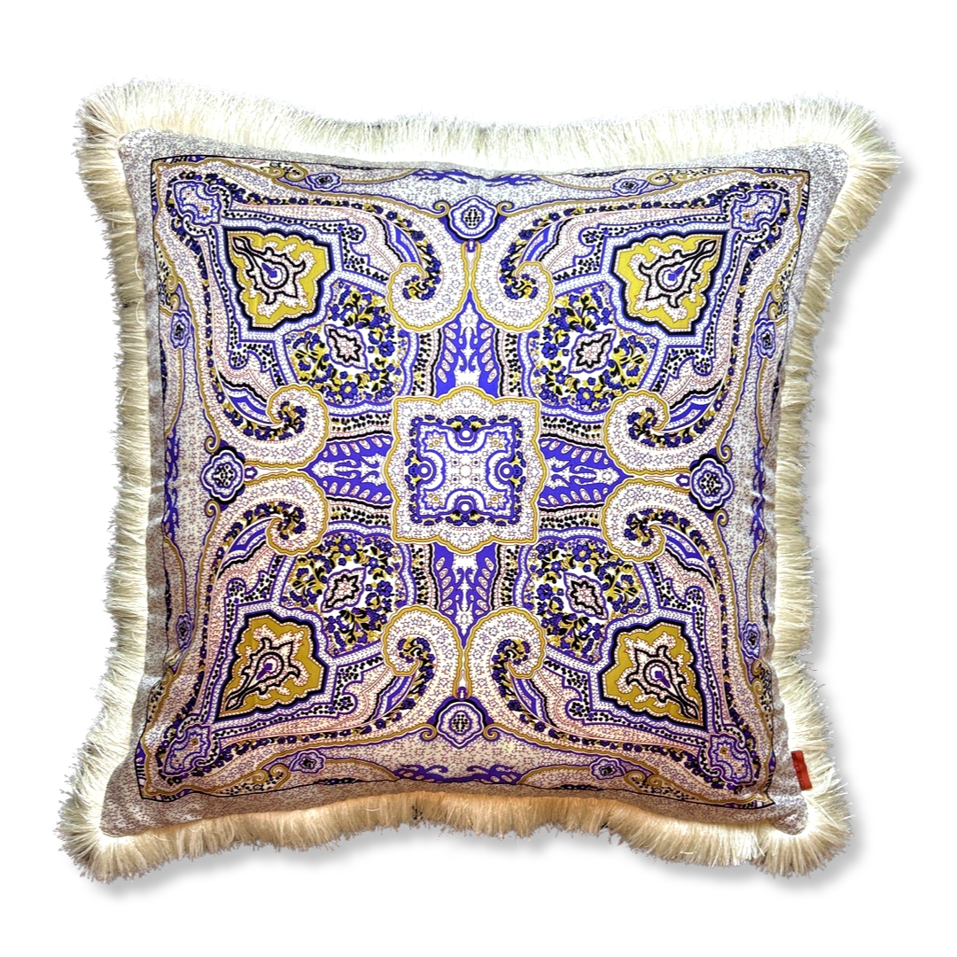 Vintage Etro Pillow Violet Paisley Vintage Silk Scarf Pillow 28" at Vintage Luxe Up