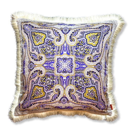 Vintage Etro Pillow Violet Paisley Vintage Silk Scarf Pillow 28" at Vintage Luxe Up