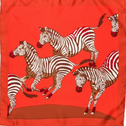 Zebras II Framed Vintage Silk Scarf 20"