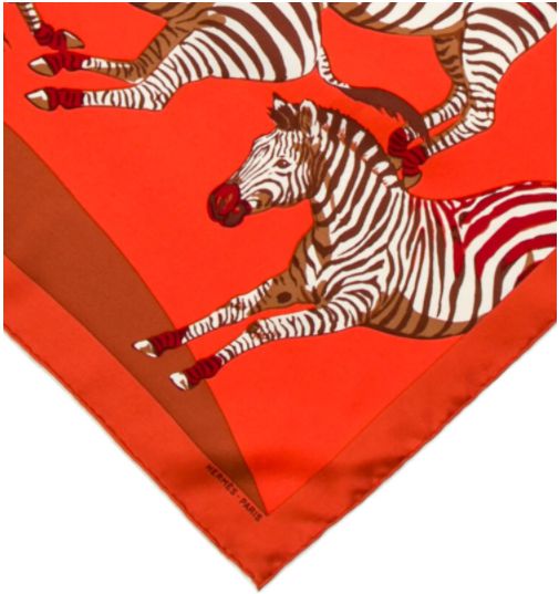 Zebras II Framed Vintage Silk Scarf 20"