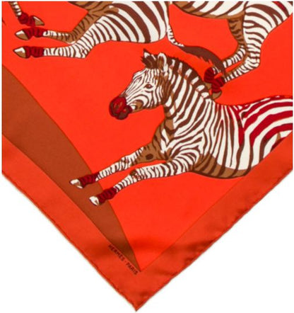Zebras II Framed Vintage Silk Scarf 20"