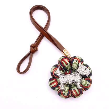 Belt Print Scottie Vintage Silk Necktie Bag Charm