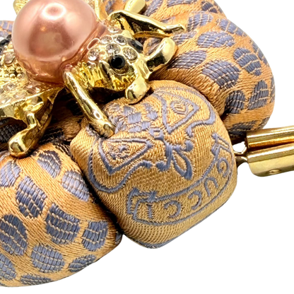 Shield Print Bumblebee Vintage Silk Necktie Bag Charm