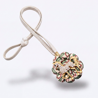 Belt Print Vintage Silk Necktie Bag Charm