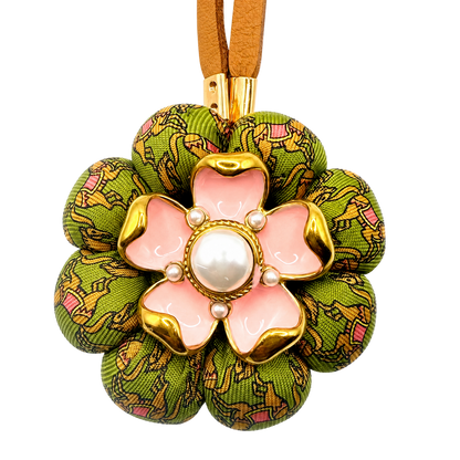 Equestrian Print Vintage Silk Necktie Bag Charm